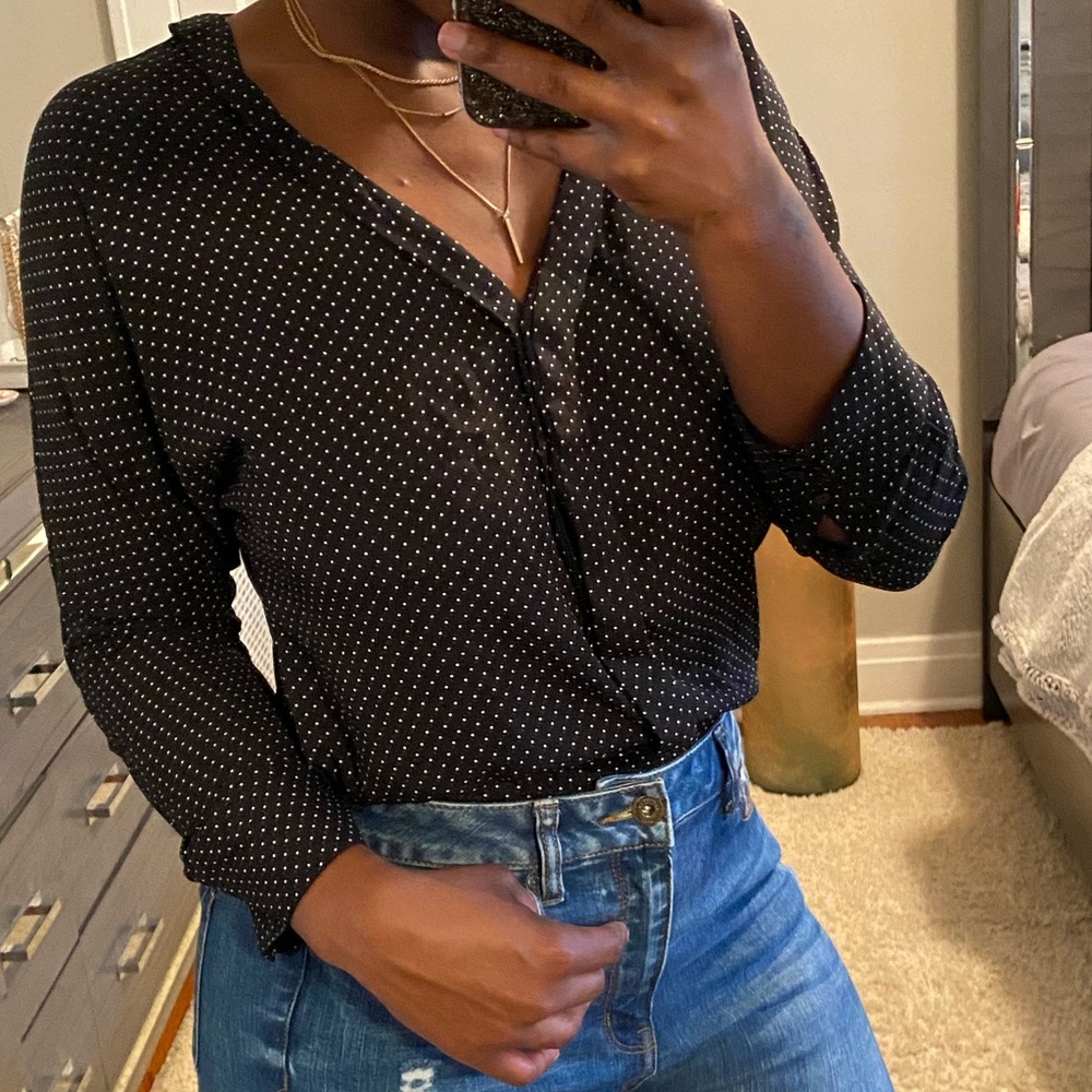 Zara Black/white MICRO Polka Dot Bodysuit - Picture 3 of 7